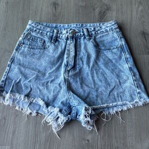 Denim Blue Women's Frayed Shorts